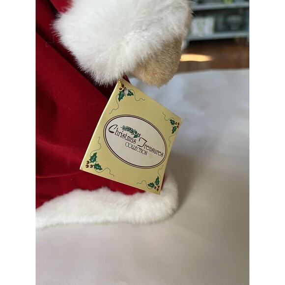 Vintage Christmas Treasures Collection Teddy Bear Stuffed Plush with Stand 1992 - Picture 2 of 7